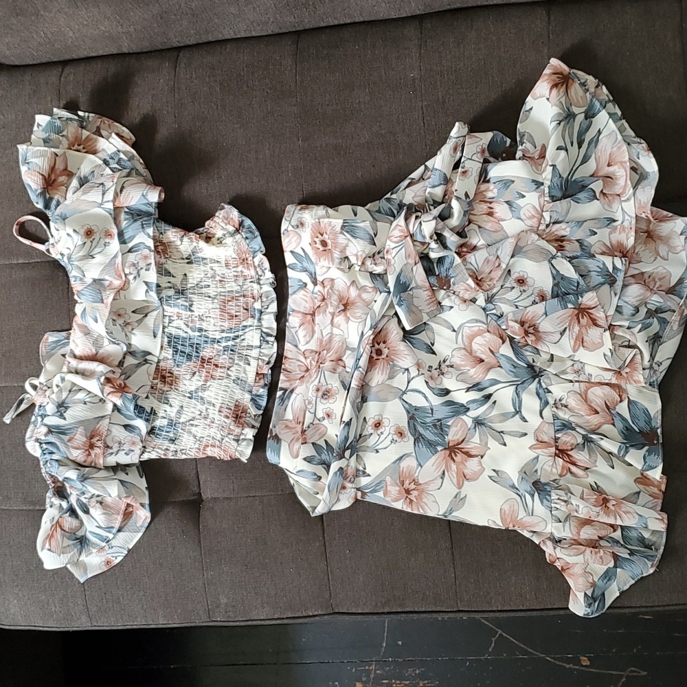 2 piece skirt and top set by JOA XS floral summer